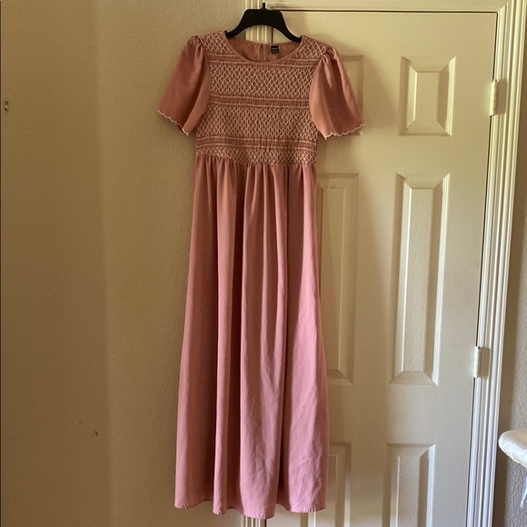 SHEIN Pink Puff Sleeve Sundress with Crew Neck - Picture 4 of 7